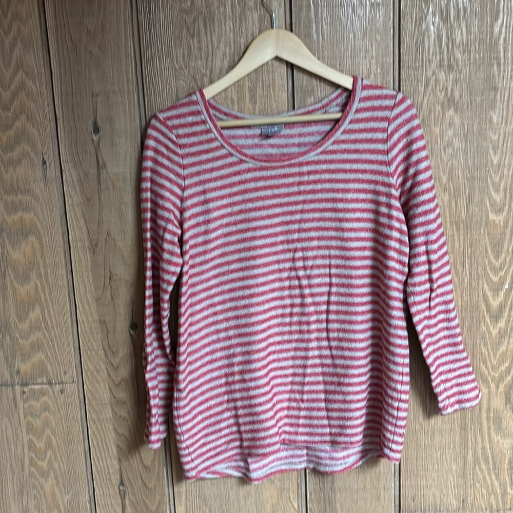JJill 100% cotton heavy knit long sleeve striped stretch tee women’s size S